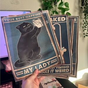 Set of 6 Funny Cat Bathroom Posters